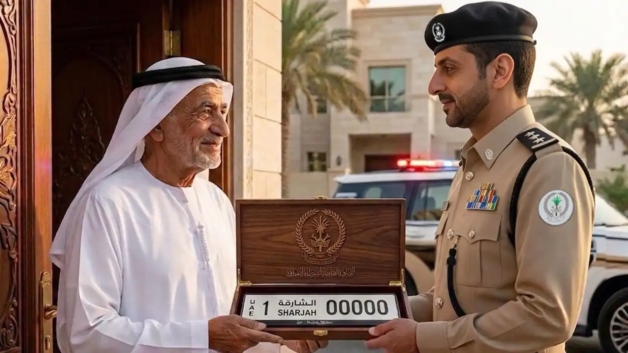 شرطة الشارقة تبدأ خدمة إيصال أرقام المركبات للمسنين وأصحاب الهمم بالمنازل